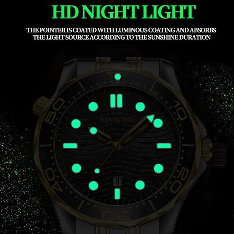 30m Waterproof Men Quartz Watch - White Steel with Luminous Surface 7