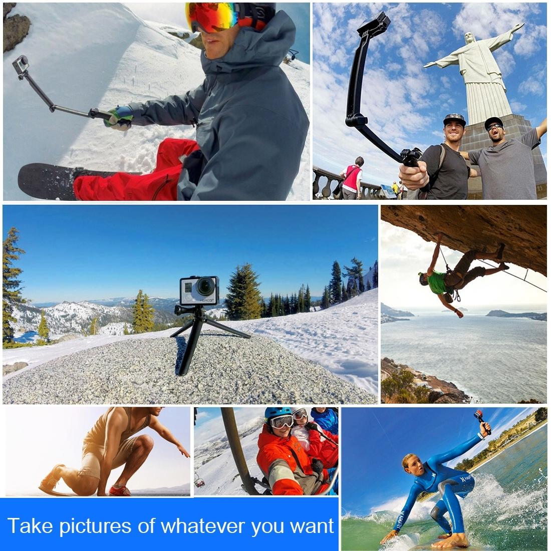 Foldable 3-way Tripod Selfie Stick for Action Cameras - 20-58cm Length 4