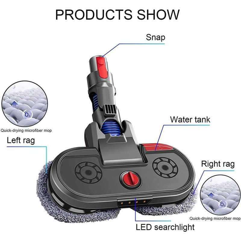 Electric Vacuum Cleaner with Integrated Mopping Head and Water Tank - Includes 6 Rag Pieces - For Dyson V15 4