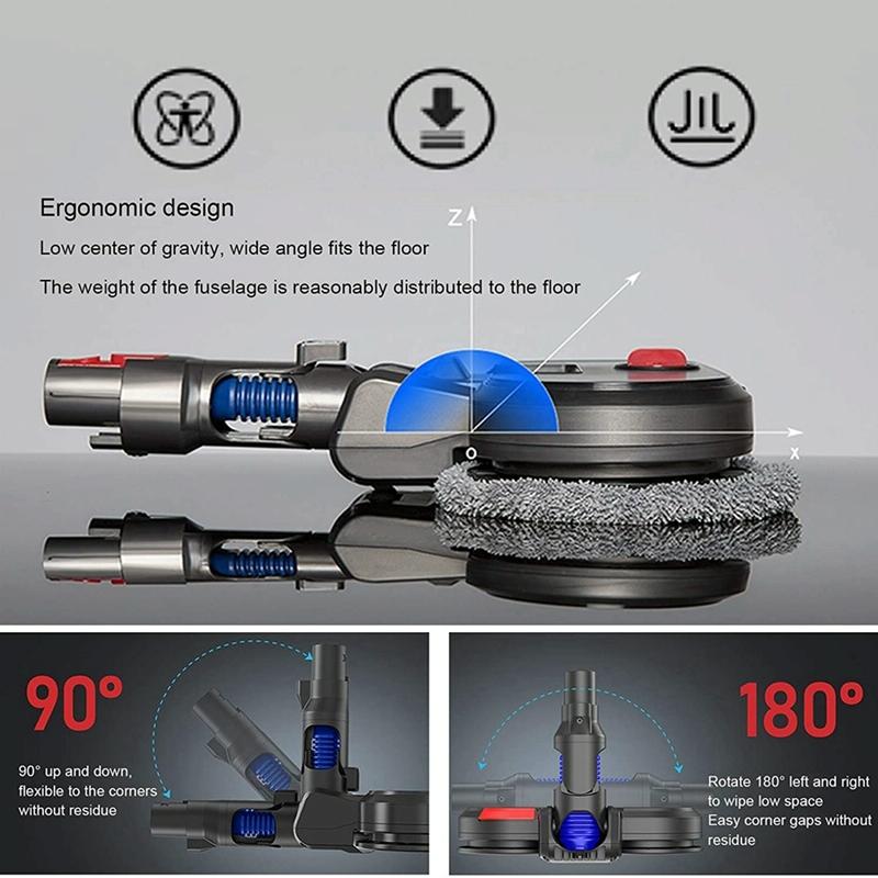 Electric Vacuum Cleaner with Integrated Mopping Head and Water Tank - Includes 6 Rag Pieces - For Dyson V15 7