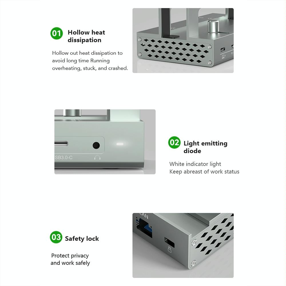 Vertical Laptop Docking Station with 4k / 60hz Type-c Hub - 11-In-1 With Lan 9