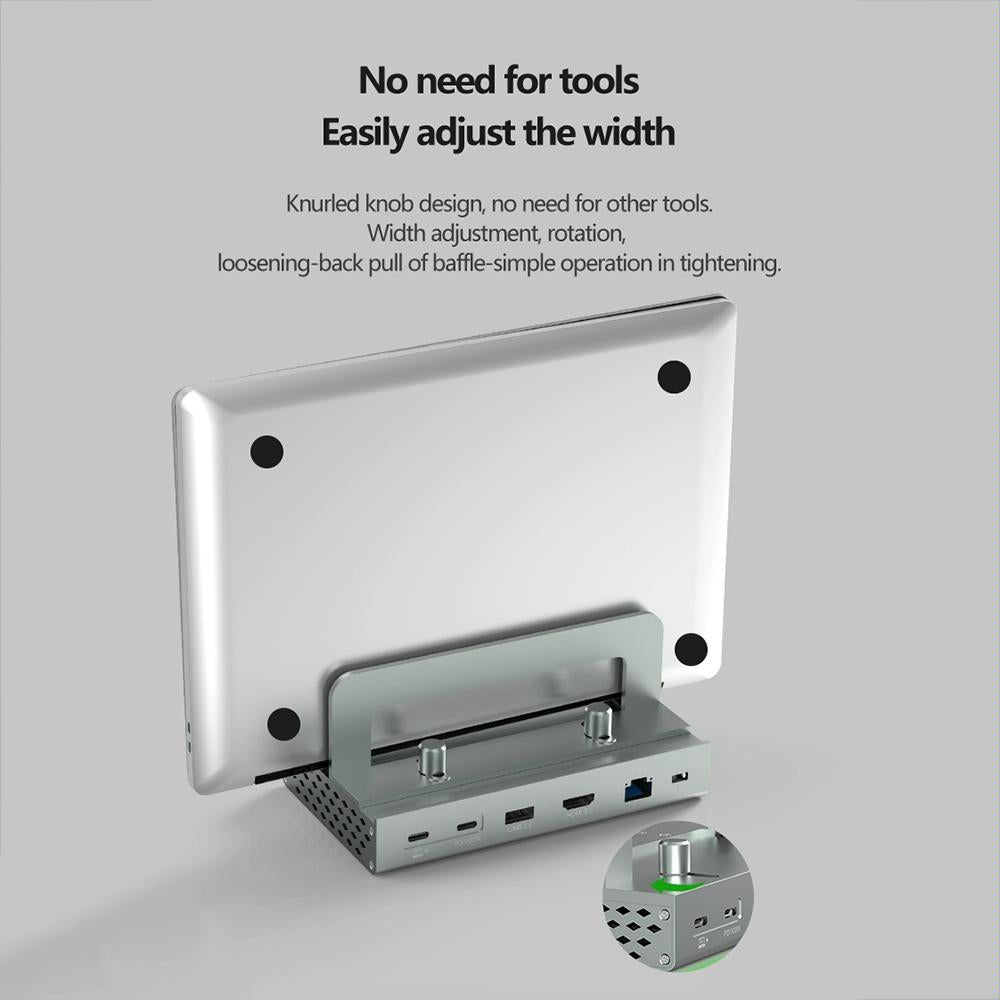 Vertical Laptop Docking Station with 4k / 60hz Type-c Hub - 11-In-1 With Lan 12