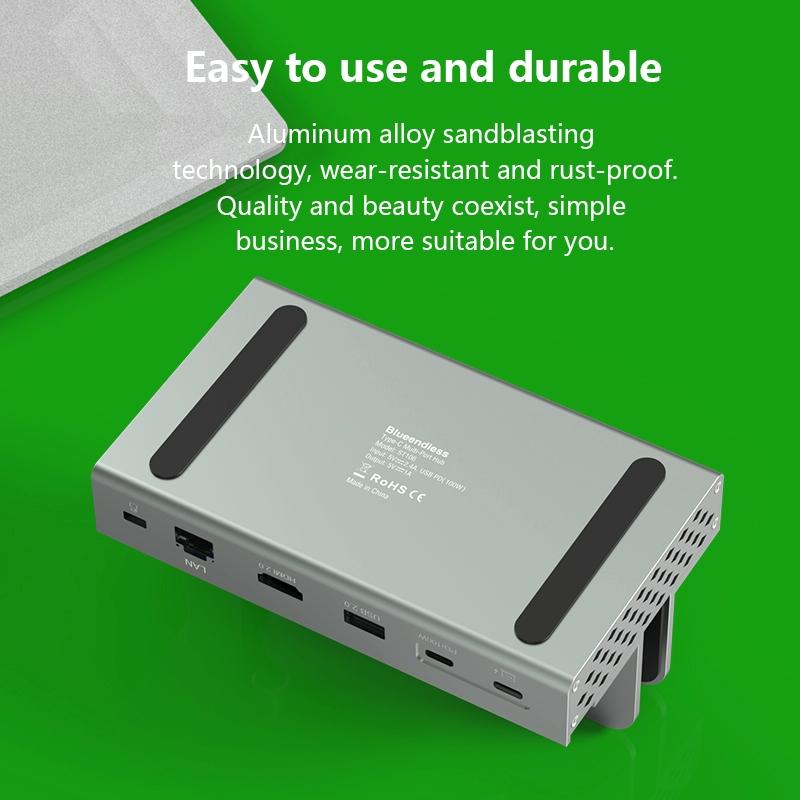 Vertical Laptop Docking Station with 4k / 60hz Type-c Hub - 11-In-1 With Lan 15