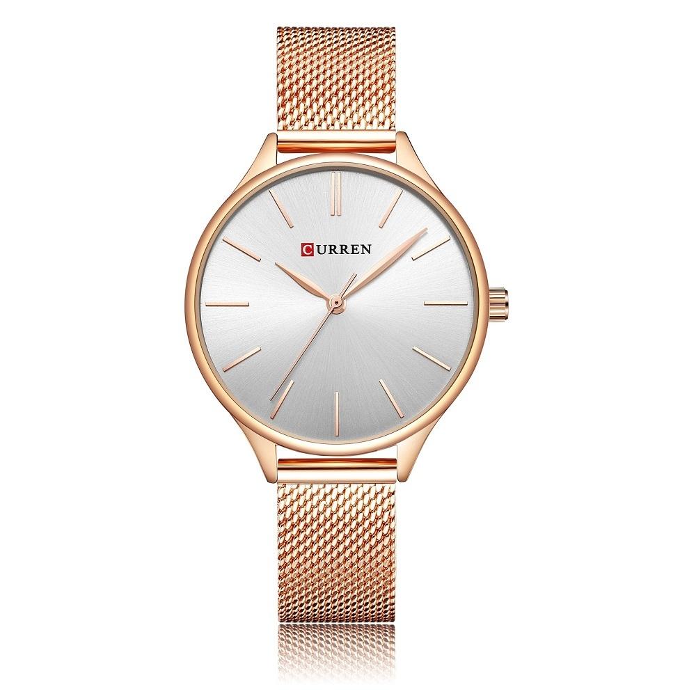 Waterproof Women Quartz Watch with Steel Strap - Casual Design - Gold Shell Gold Surface 11