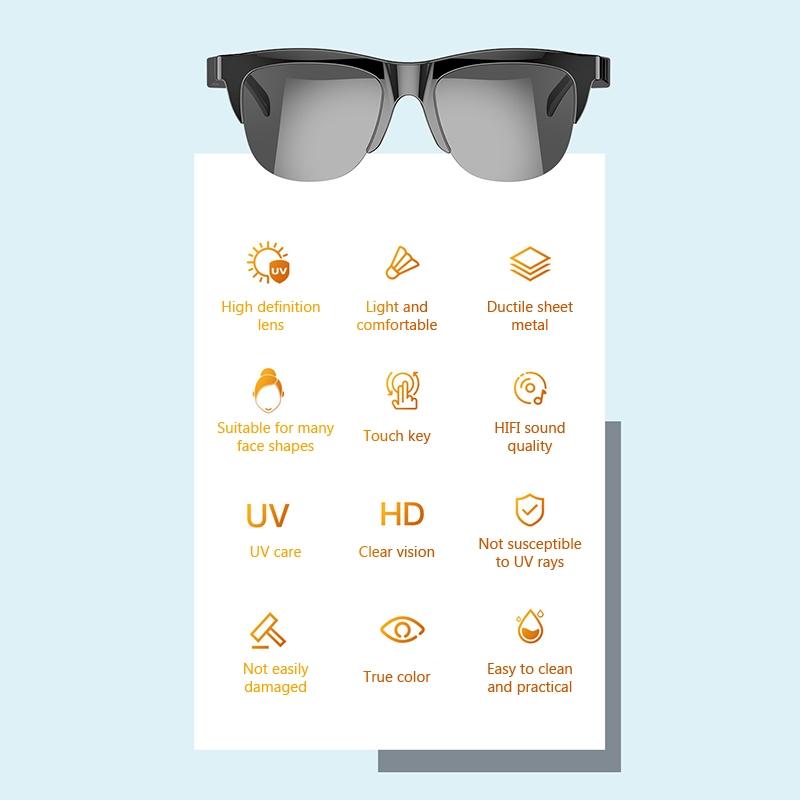 Bluetooth 5.3 Smart Sunglasses with Wireless Headset and Anti-glare Protection 8