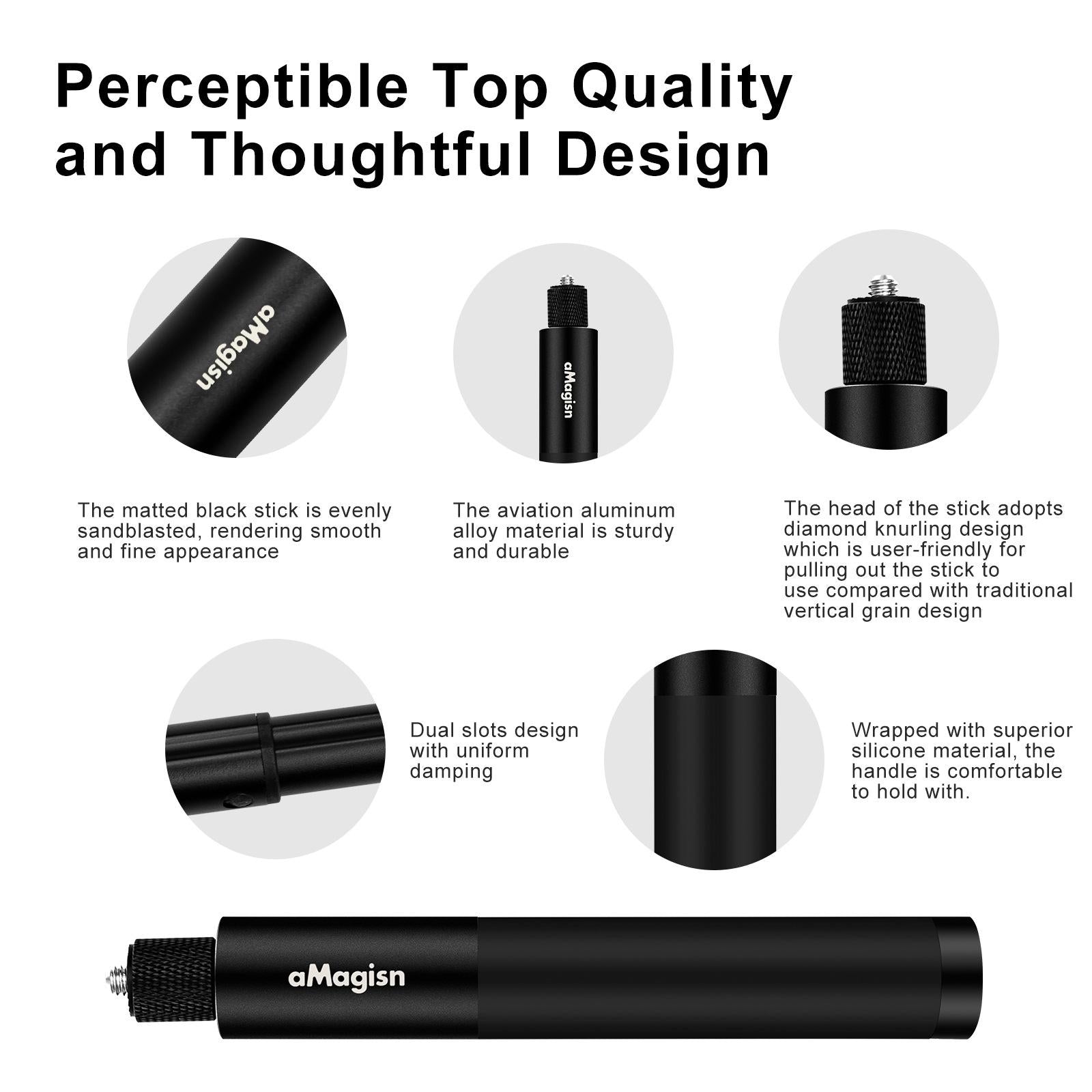 70cm Straight Pull Selfie Stick for Sports Cameras with 3 Jaw Screw - Rod+1/4 Turn 3 Jaw+Screw 5