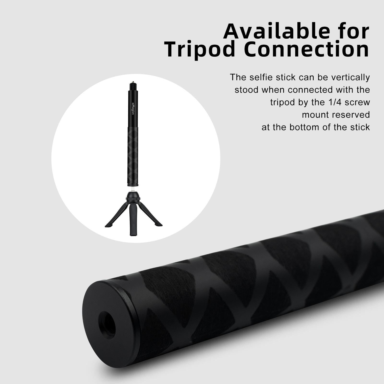 70cm Straight Pull Selfie Stick for Sports Cameras with 3 Jaw Screw - Rod+1/4 Turn 3 Jaw+Screw 7