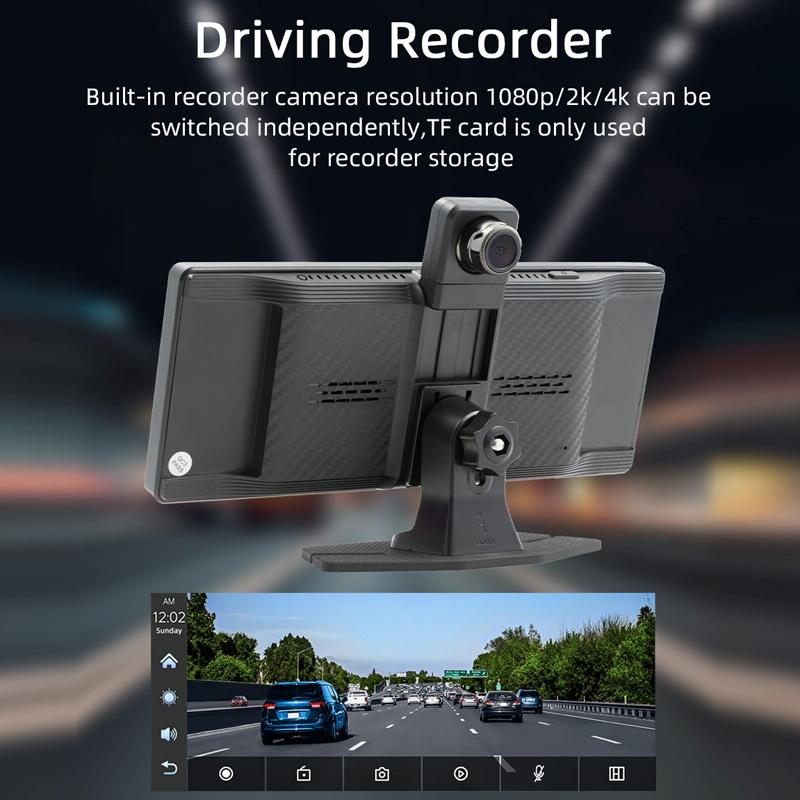 Portable Car Bluetooth Dvr Monitor - Supports Carplay / Android Auto - Display + Camera 13