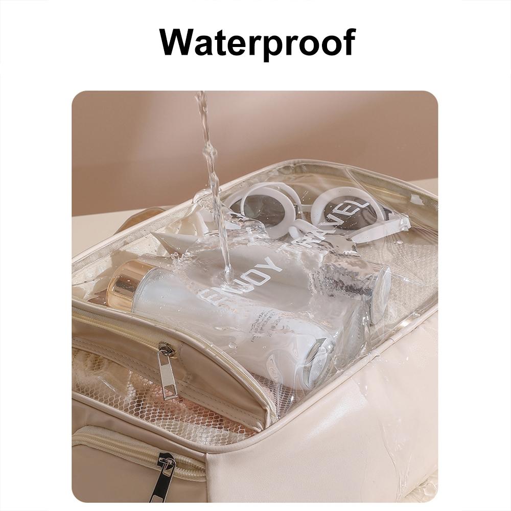 Beige Waterproof Beach Bag For Toiletries Cosmetics L For Swimming Travel - Beige With Shoe Warehouses 5