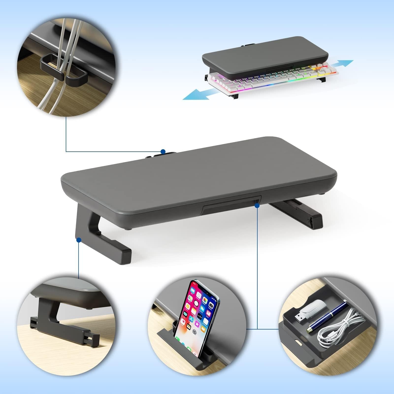 Adjustable Laptop Stand with Storage Drawer - Height Riser - Upgrade 5