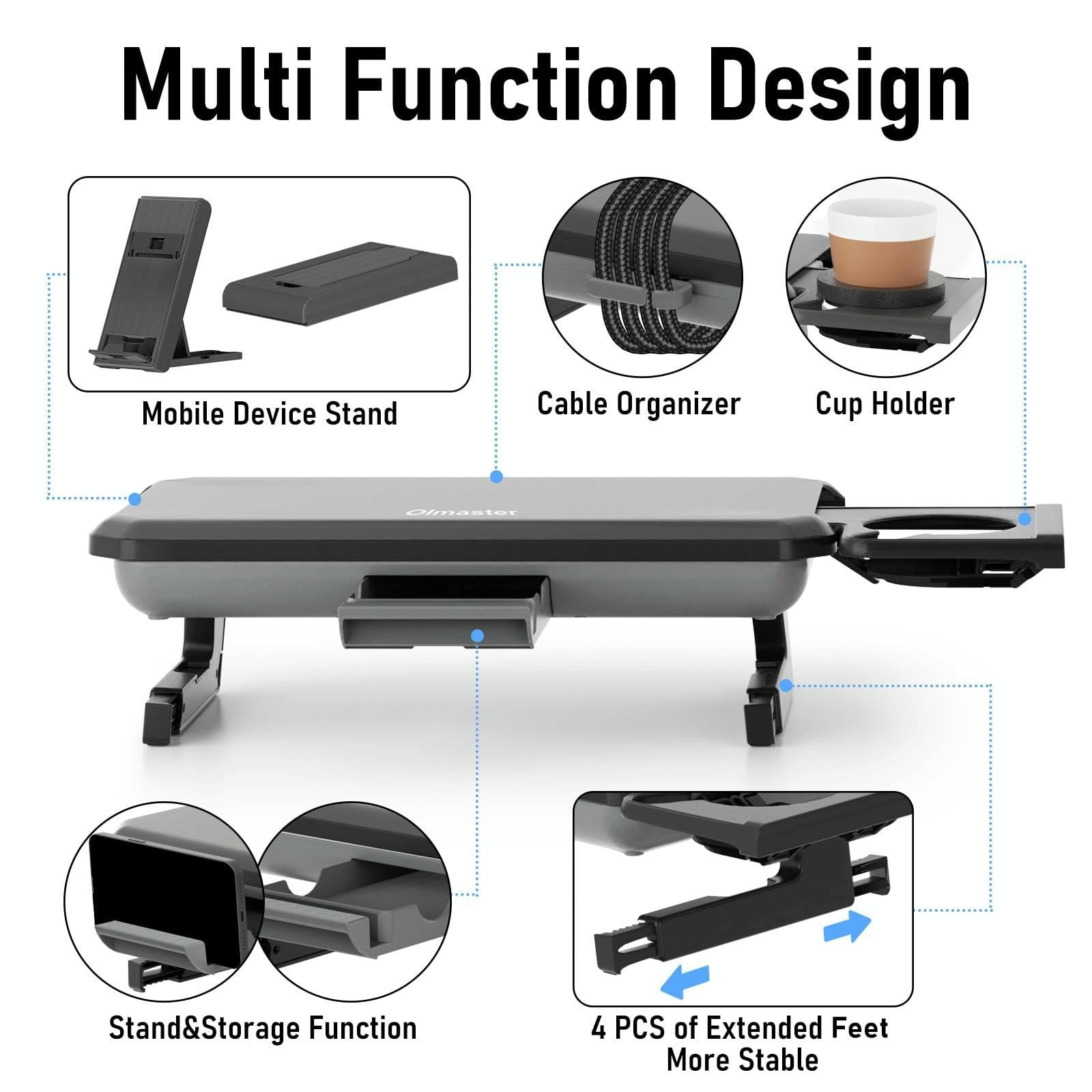 Adjustable Laptop Stand with Storage Drawer - Height Riser - Upgrade 14