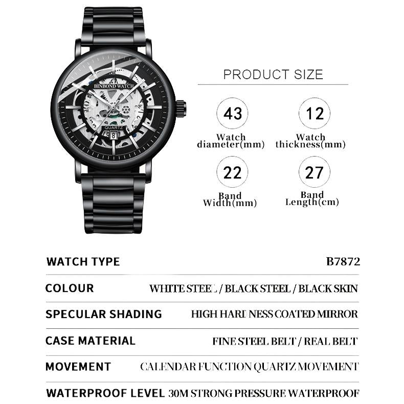 Waterproof Luminous Quartz Watch - Multifunctional 4
