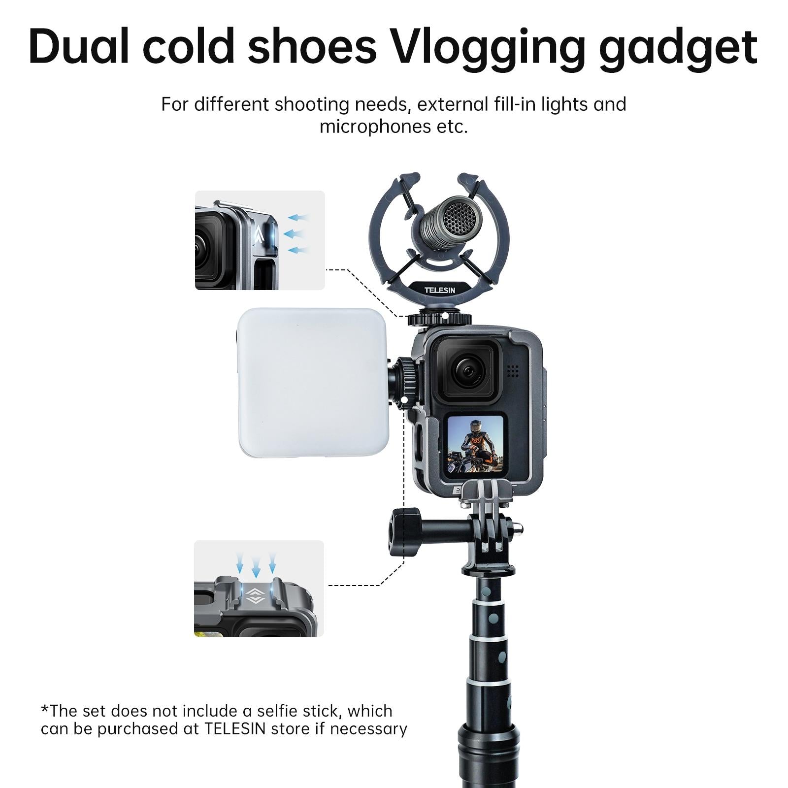Vertical Shooting Set for Gopro Hero11 / 10 / 9 with Aluminium Alloy Frame 3