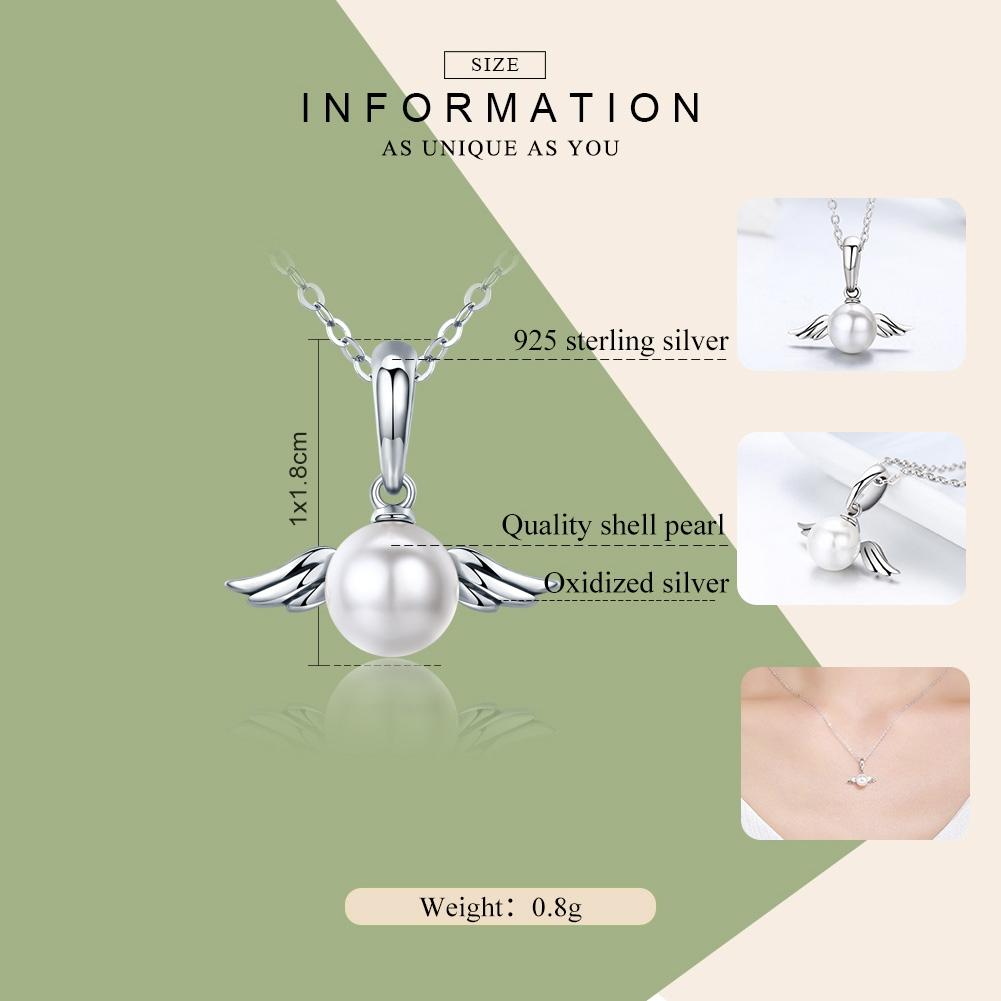 925 Sterling Silver Angel Wing Pendant With Shell Bead Charm For Diy Bracelets Style - Pendent + Necklace 6