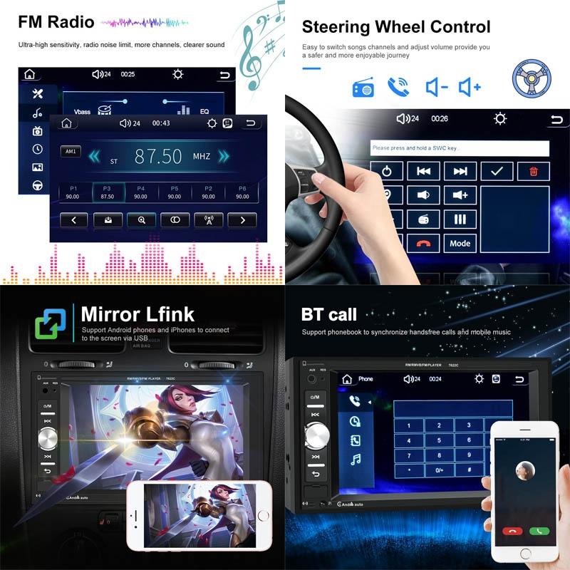 6.2 Inch Dual Spindle Hd Car Mp5 Player With Carplay - Standard + 4 Camera 8