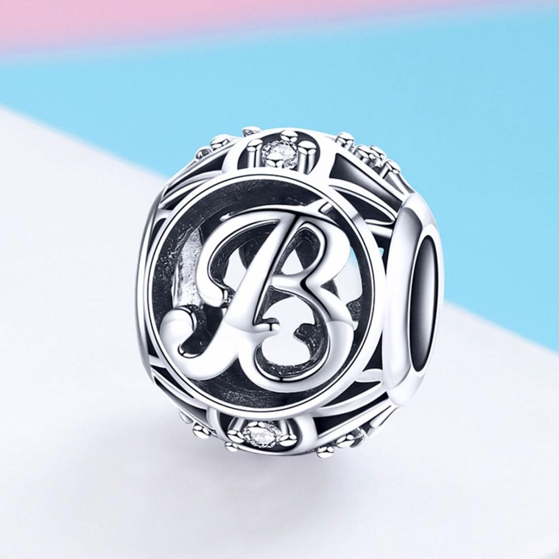 925 Sterling Silver Personalized Letter Beads For Diy Bracelets & Necklaces Style - B 3