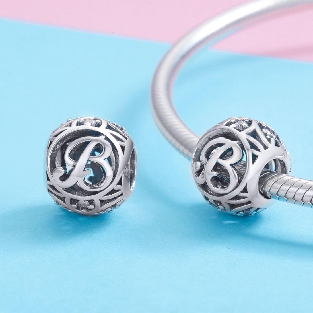 925 Sterling Silver Personalized Letter Beads For Diy Bracelets & Necklaces Style - B 5