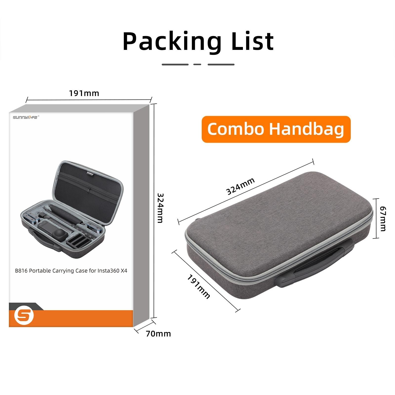 Insta360 X4 Sunnylife Mini Camera Bag for Carrying Model X4-b812 - X4-B816 Combo Bag 14