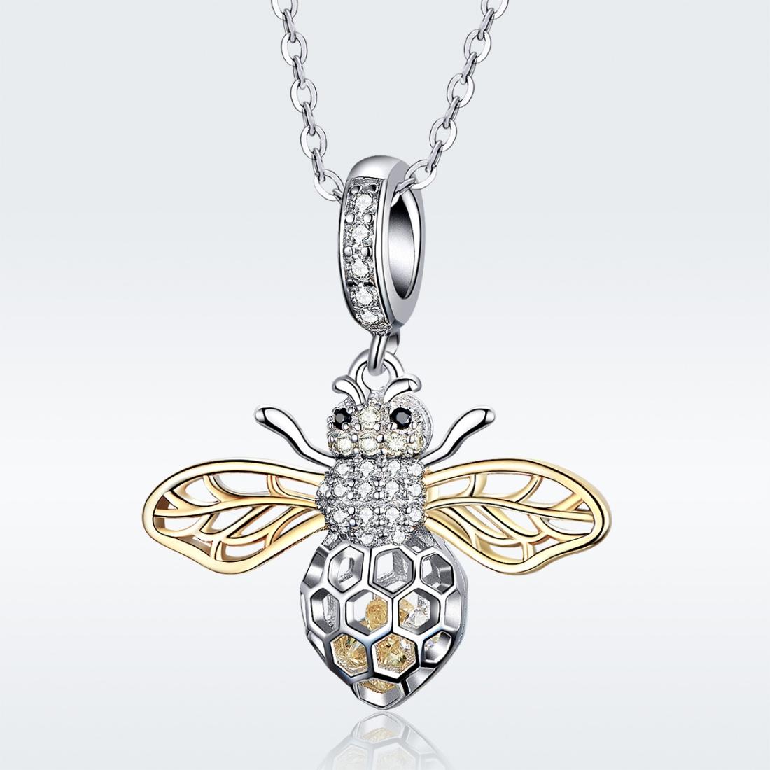 925 Sterling Silver Bee Zircon Pendant Necklace Diy Lady Style - Pendent + Necklace 3