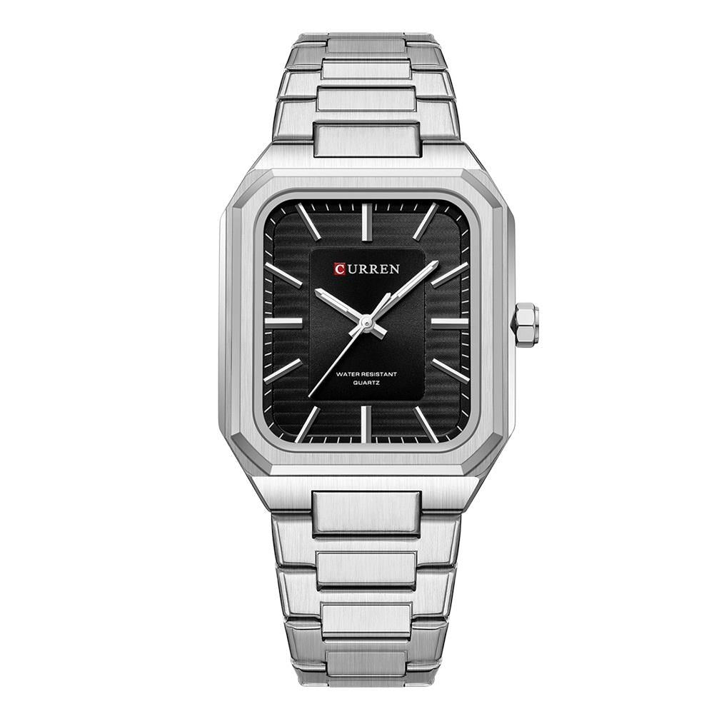 Square Steel Strap Men Quartz Watch - Business Style - White Shell Blue 10