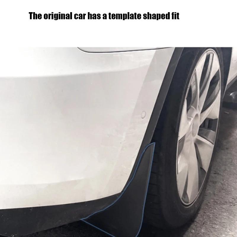 For Tesla Model Y Car Punch-Free Front And Rear Wheel Soft Rubber Fender Guard - Carbon Fiber - Carbon Fiber 7
