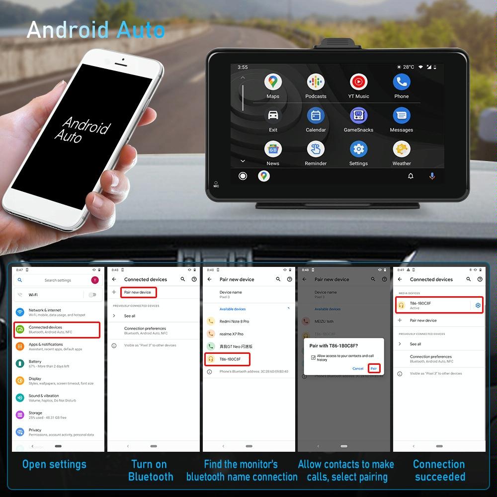 7 Inch Hd Smart Screen Carplay + Android Auto + Android - 32G 5