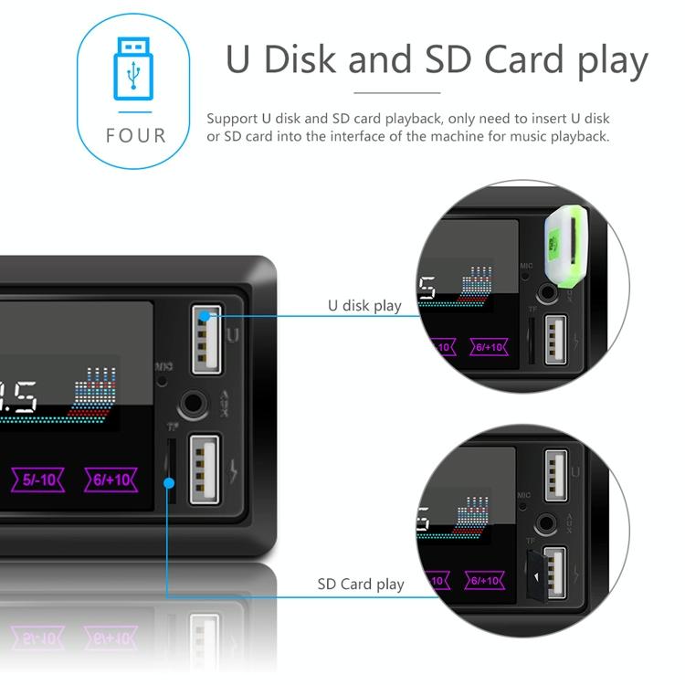 Touch Car Bluetooth Speakerphone With Double U Disk & Colourful Lights - Standard + 8G Memory Card 5
