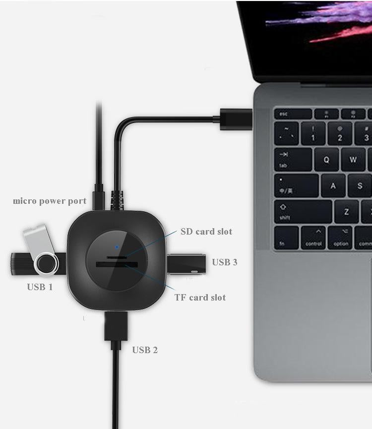 High-Speed 3-Port Usb Hub With Tf / Sd Card Reader 4