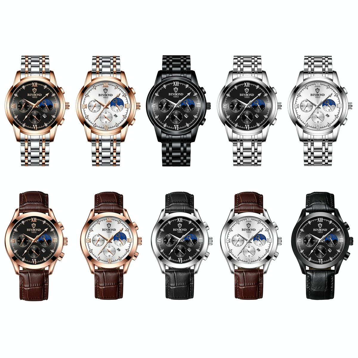 Waterproof Luminous Men Watch with Calendar - Rose Gold and White 30m 3