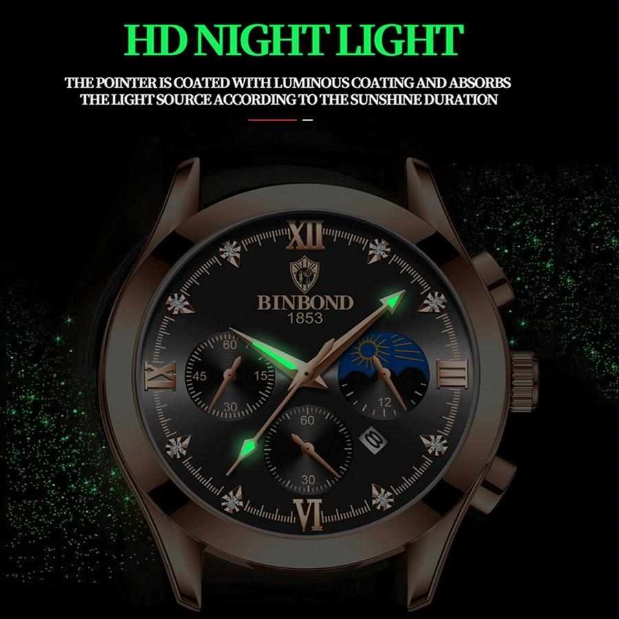 Waterproof Luminous Men Watch with Calendar - Rose Gold and White 30m 7