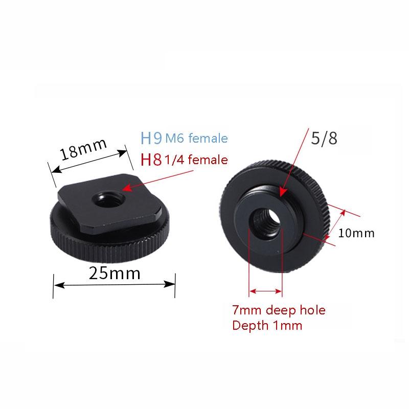 2-Pack Aluminum Hot Shoe Adapter 5 / 8 Male To M6 Female 3