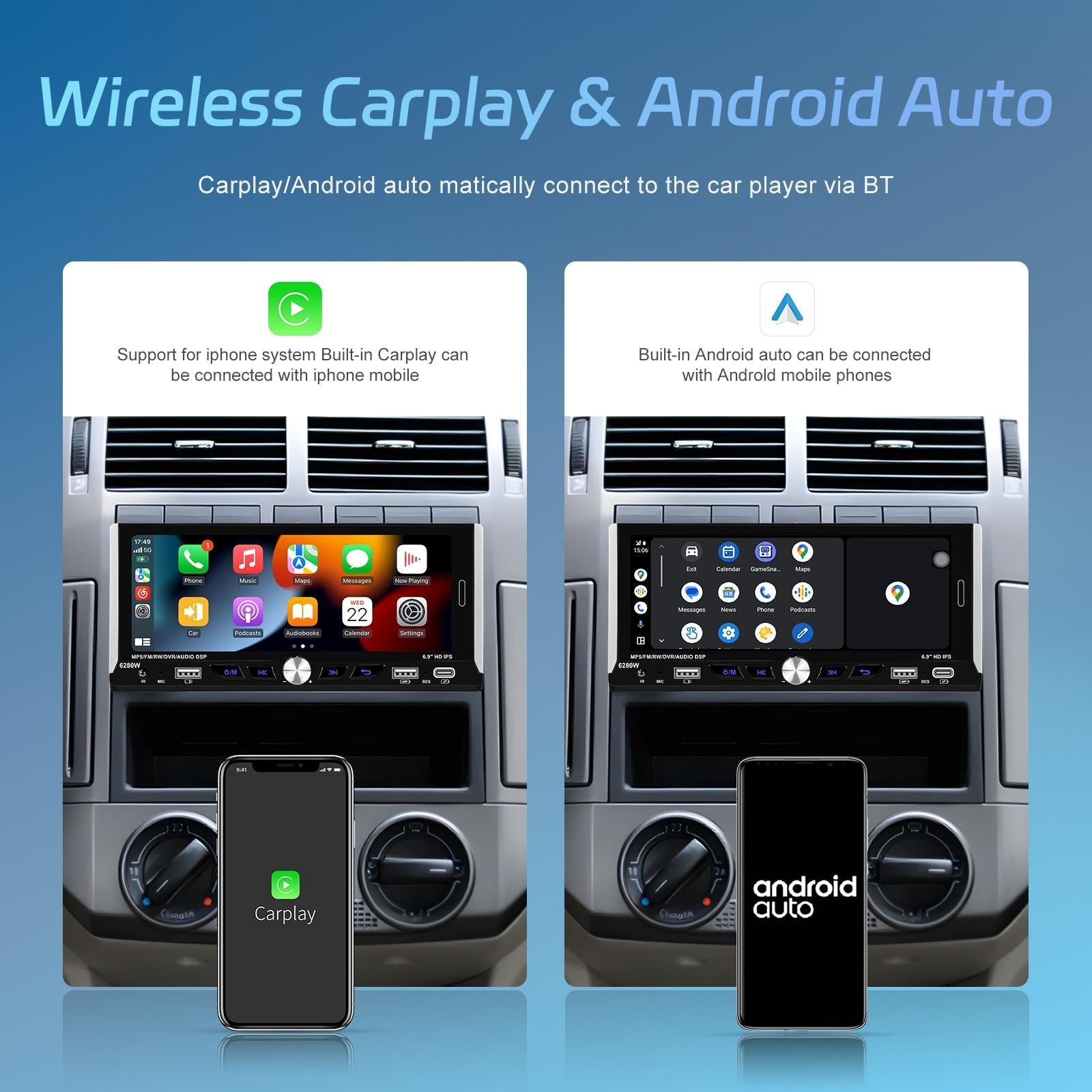 6.9 Inch Car Mp5 Player With Carplay Function & Backup Camera - Standard + 12 Light Camera 4