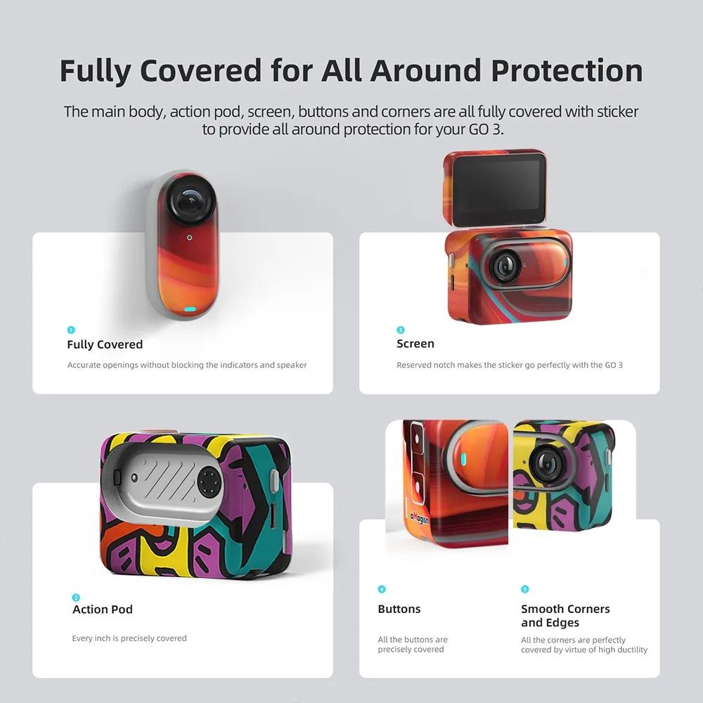 Carbon Fiber Style Body Sticker for Insta360 Go 3 Action Camera - Graffiti 3