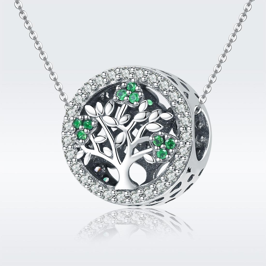 925 Sterling Silver Tree Of Life Diamond Pendant Set Style - Bead + Chain 3