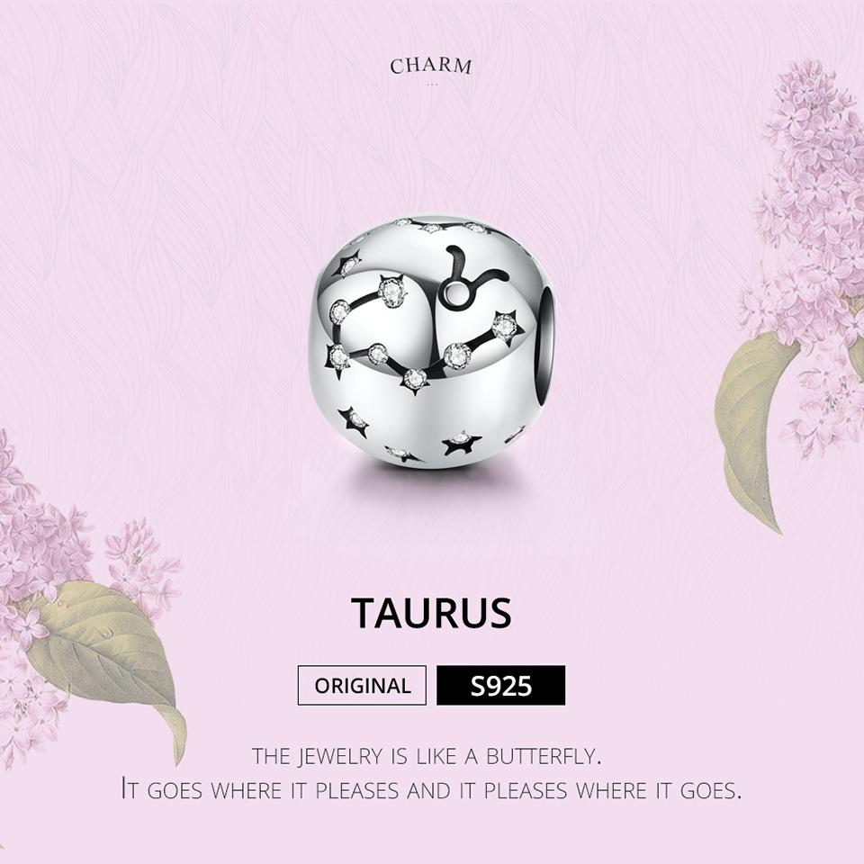 925 Sterling Silver Diy Zodiac Bracelet Beads Taurus Style - Taurus 4