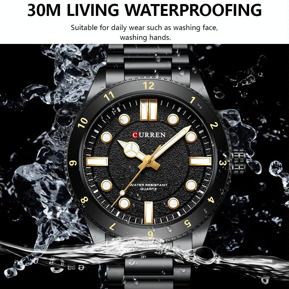 Men Steel Strap Business Quartz Watch - Sporty Design - White Shell Blue 5