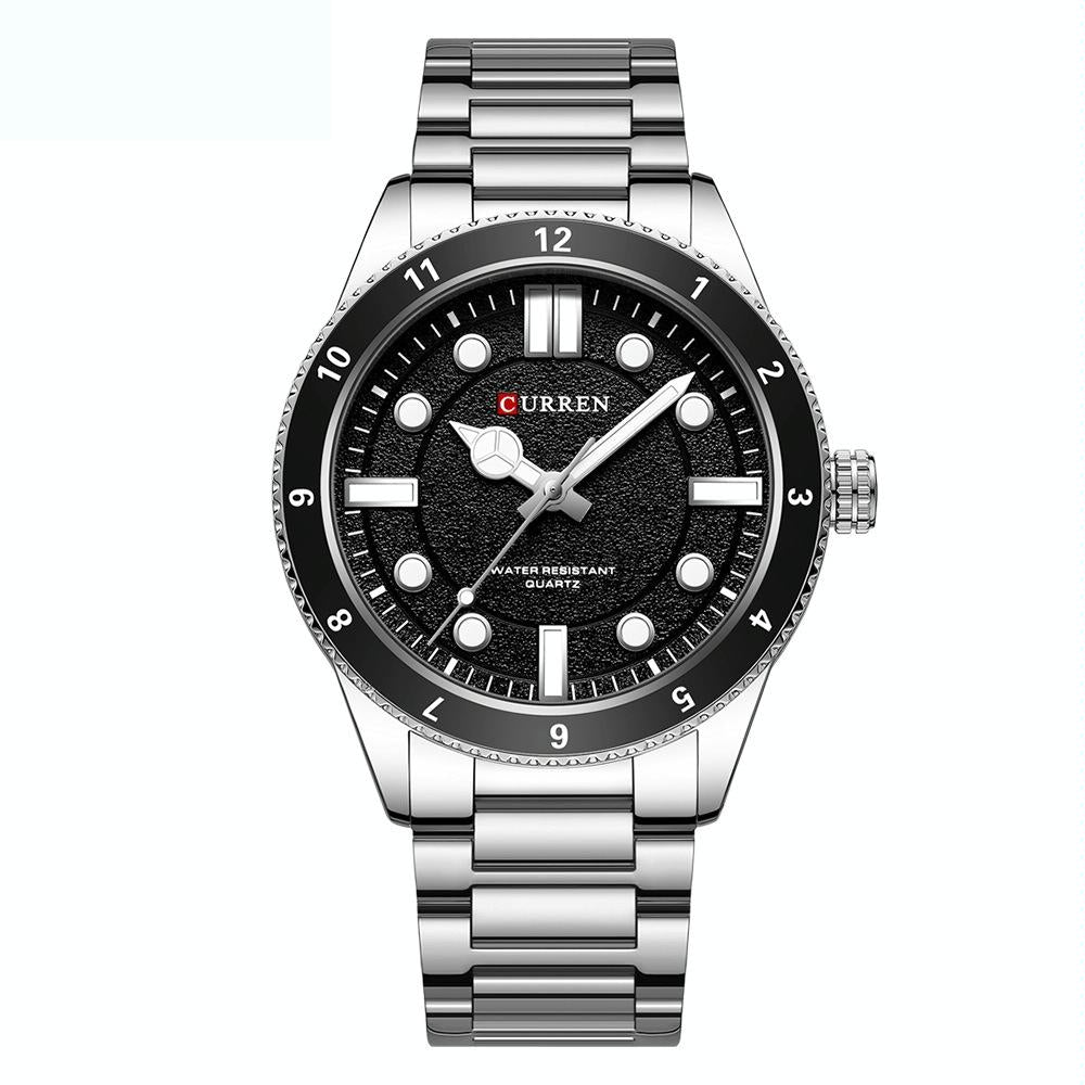 Men Steel Strap Business Quartz Watch - Sporty Design - White Shell Blue 12