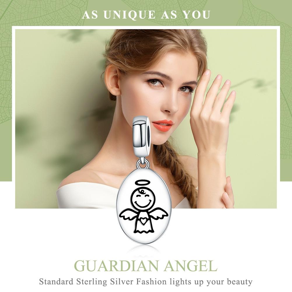 925 Sterling Silver Guardian Angel Necklace & Bracelet Charm 4