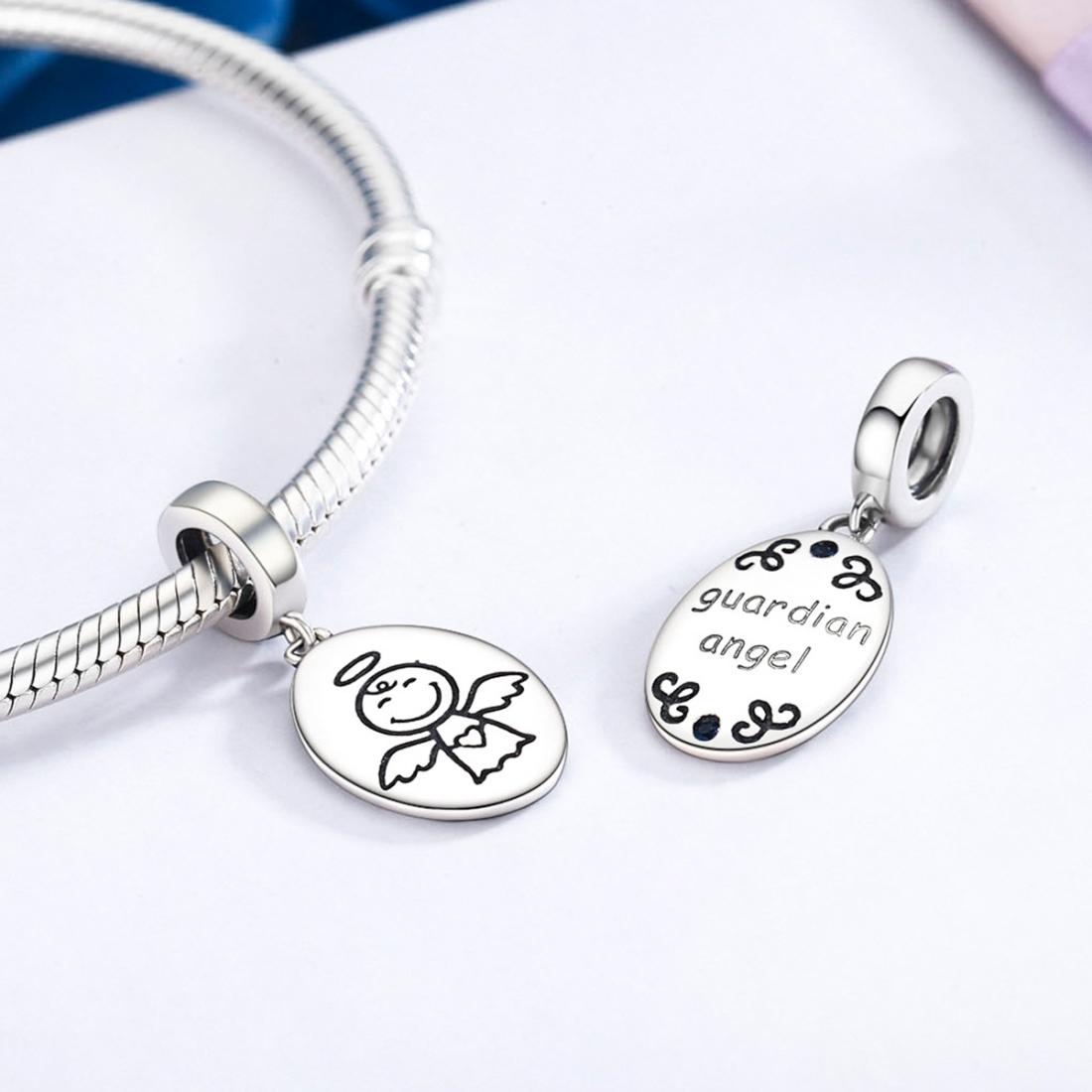 925 Sterling Silver Guardian Angel Necklace & Bracelet Charm 6