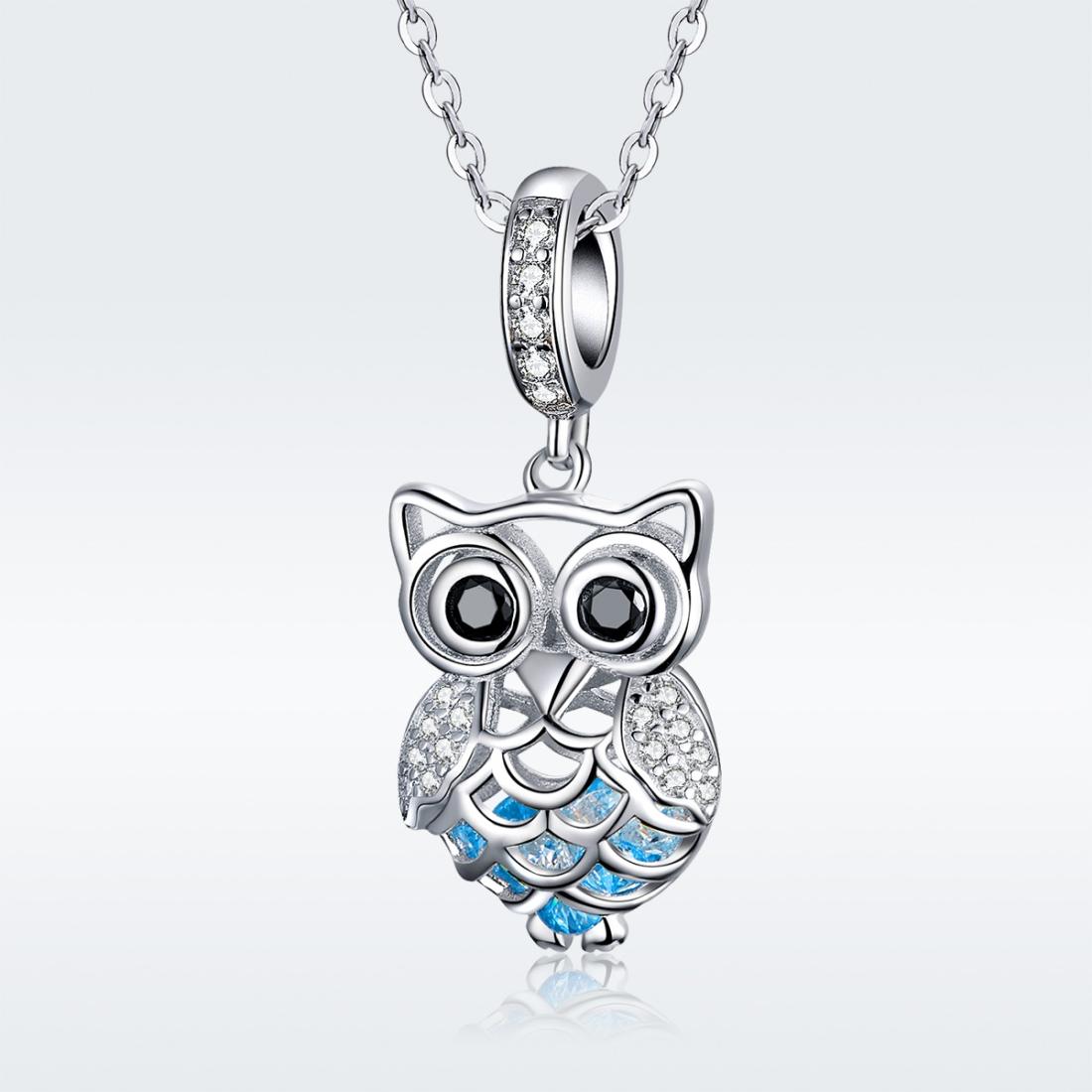 925 Sterling Silver Blue Zircon Owl Pendant For Diy Bracelets Style - Necklace + Pedndant 3
