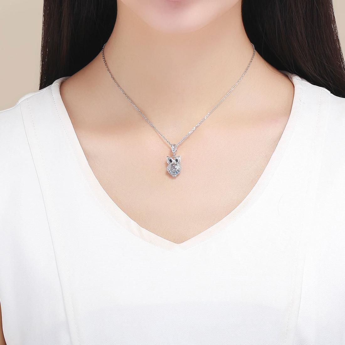 925 Sterling Silver Blue Zircon Owl Pendant For Diy Bracelets Style - Necklace + Pedndant 8