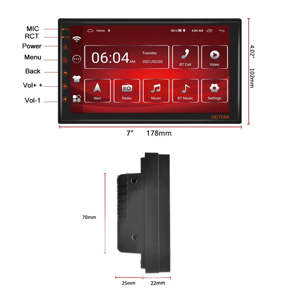7 Inch Android Navigation Wifi Vehicle Central Control 2 + 16G Screen - Standard + 4Lights Camera 3