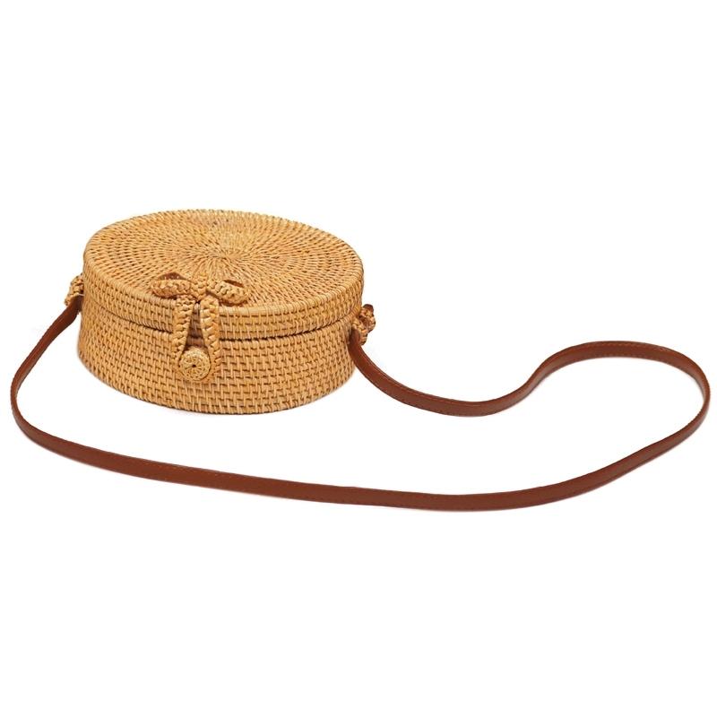 Handmade Bowknot Rattan Bag Vintage Art Beach Diagonal Bag 20X20X8Cm