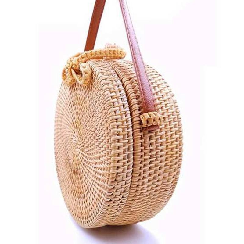 Handmade Bowknot Rattan Bag Vintage Art Beach Diagonal Bag 20X20X8Cm 5