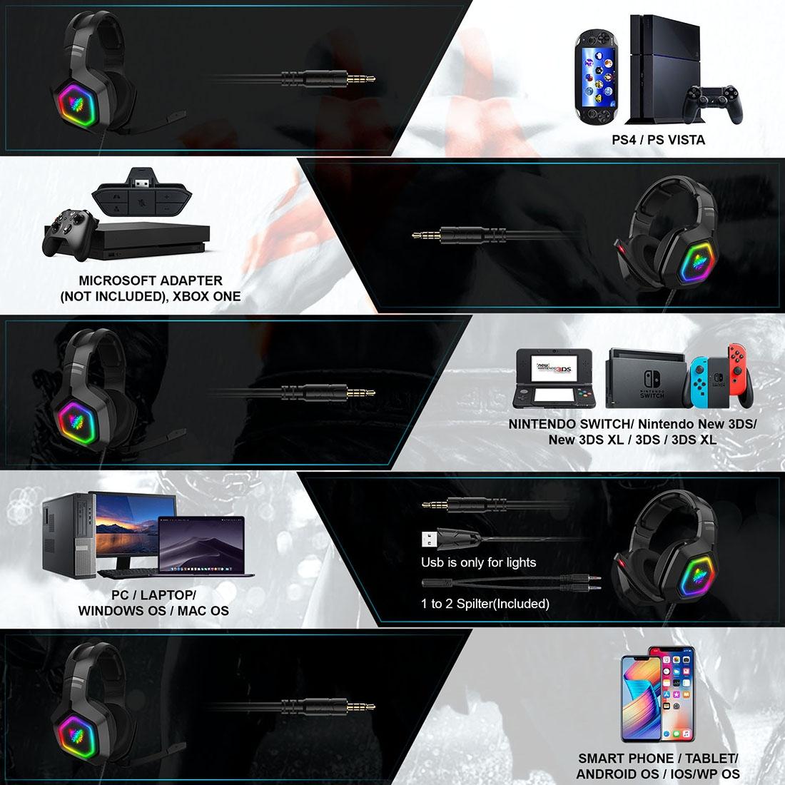 Rgb Led Gaming Headset With Wired Connection 8