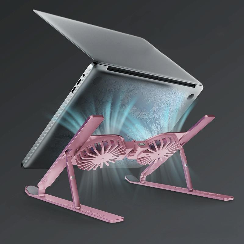 Foldable Laptop Cooling Stand with Ambient Light - Pink 3