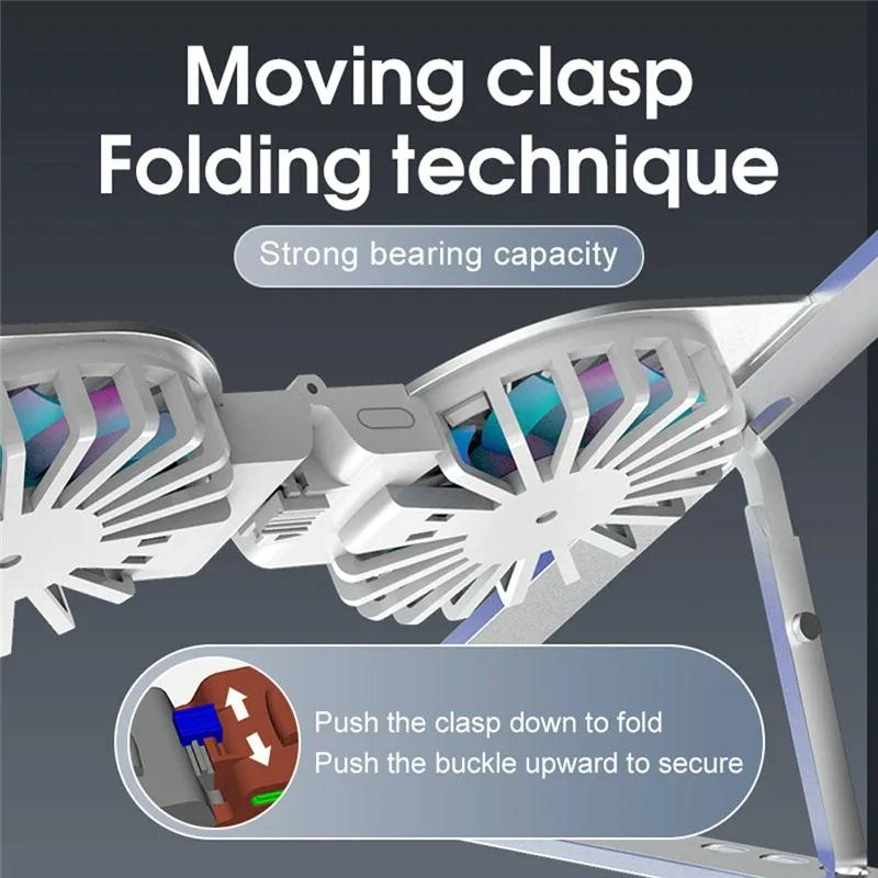 Foldable Laptop Cooling Stand with Ambient Light - Pink 14