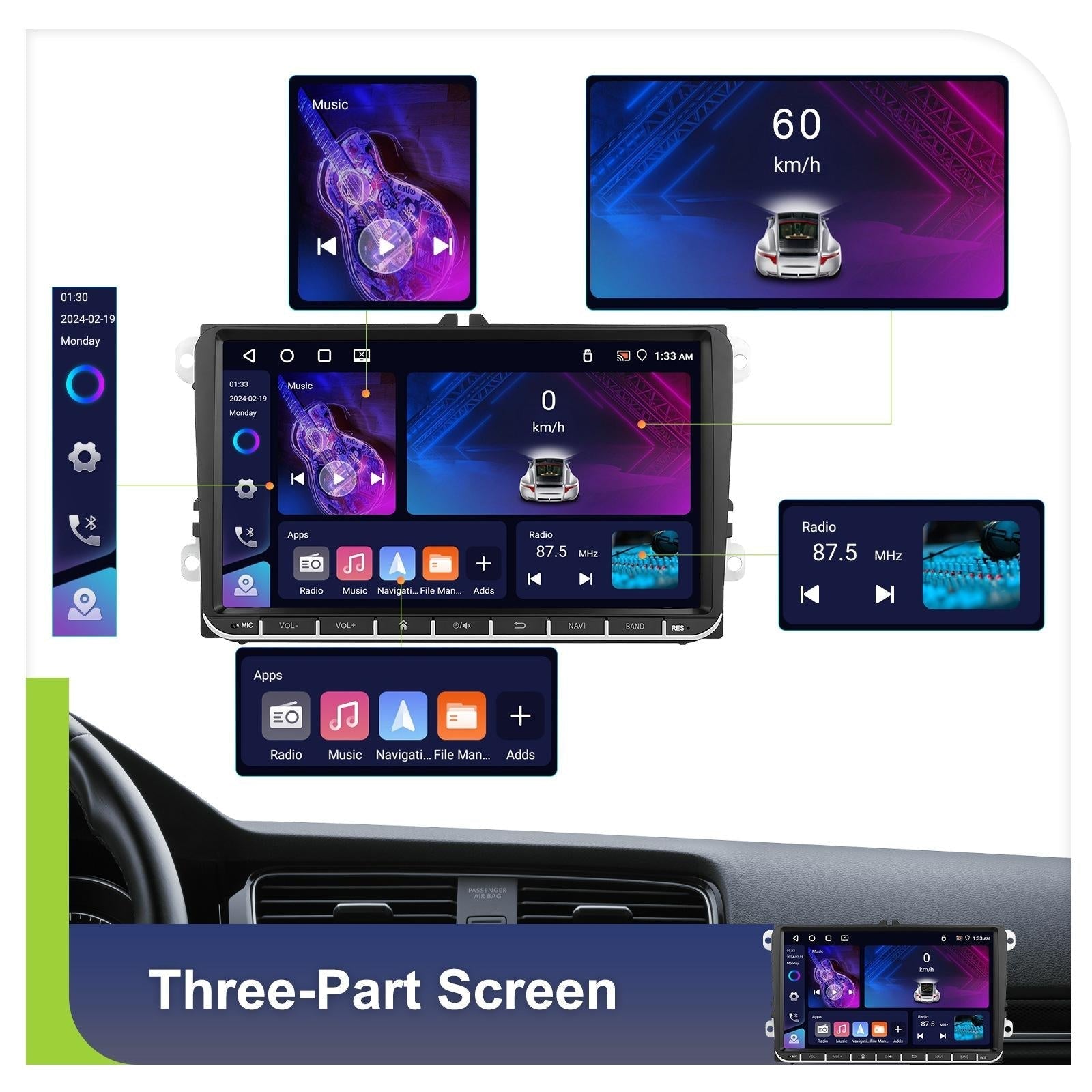 Android 13 Multimedia Player For Vw - 4 + 64G - 7-Inch 8