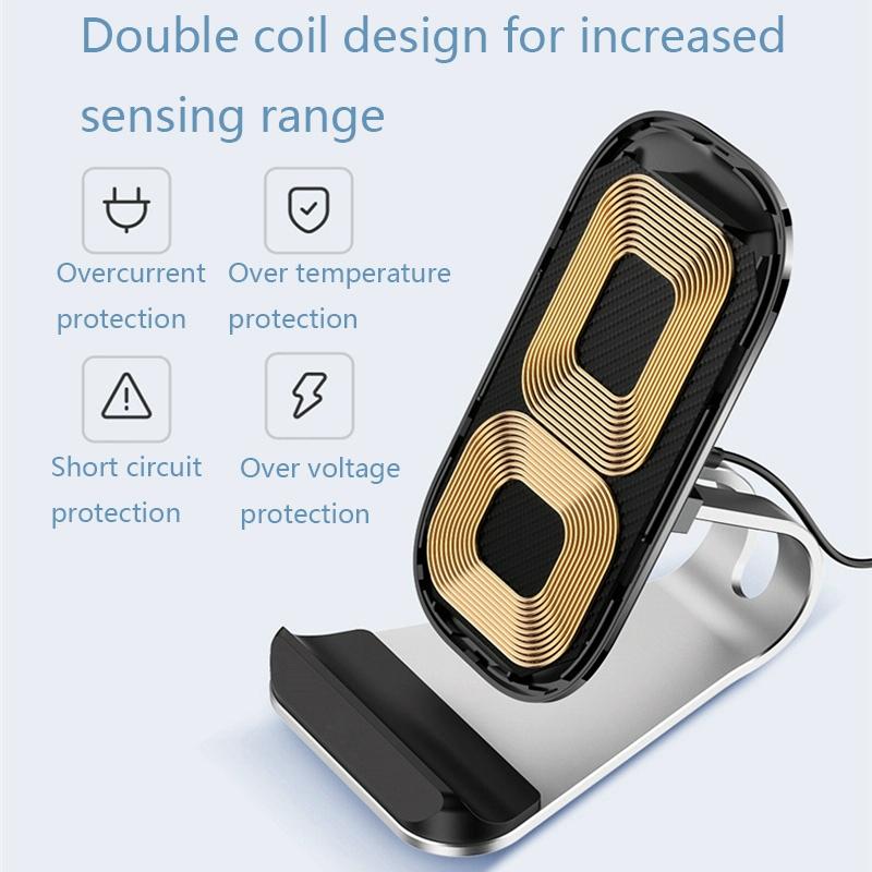 15W Multifunctional Wireless Charger With Stand Silver 4