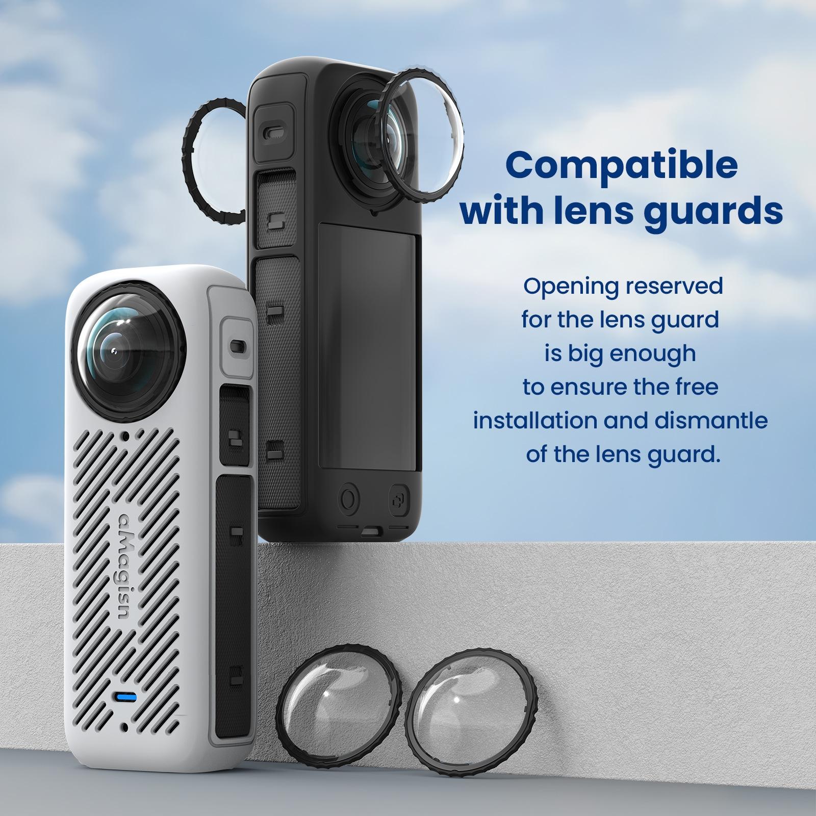 Amagisn Silicone Protective Cover for Insta360 X4 - Body Case + Lens Cover Gray 11